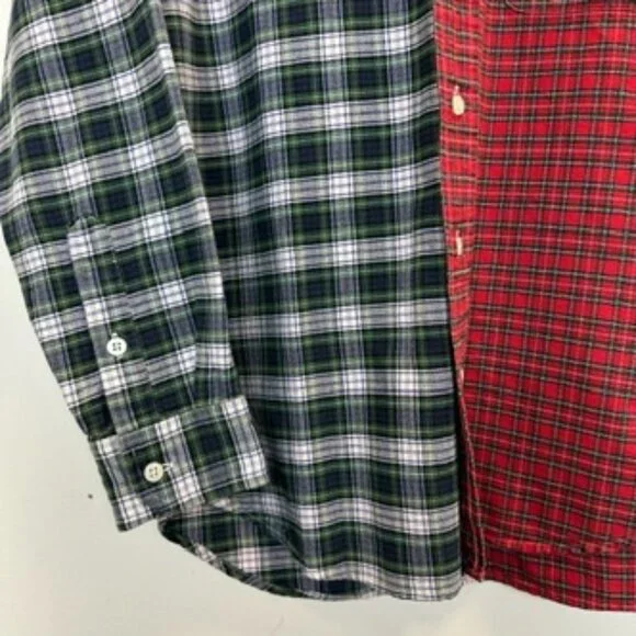 Vintage Polo Ralph Lauren 1980s Split Plaid Flannel Shirt Large